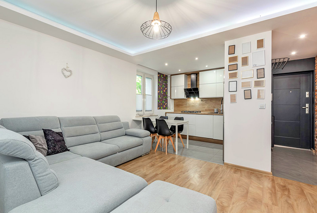 salon oraz aneks kuchenny w ekskluzywnym apartamencie na sprzedaż Szczecin