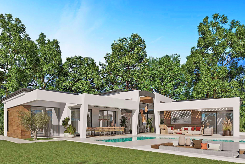 futurystyczna bryła ekskluzywnej willi do sprzedaży Hiszpania (Marbella)