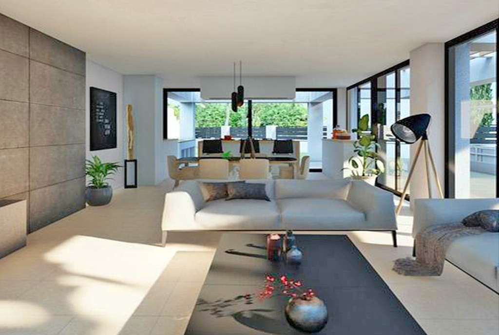 słoneczny salon w luksusowej willi na sprzedaż Hiszpania