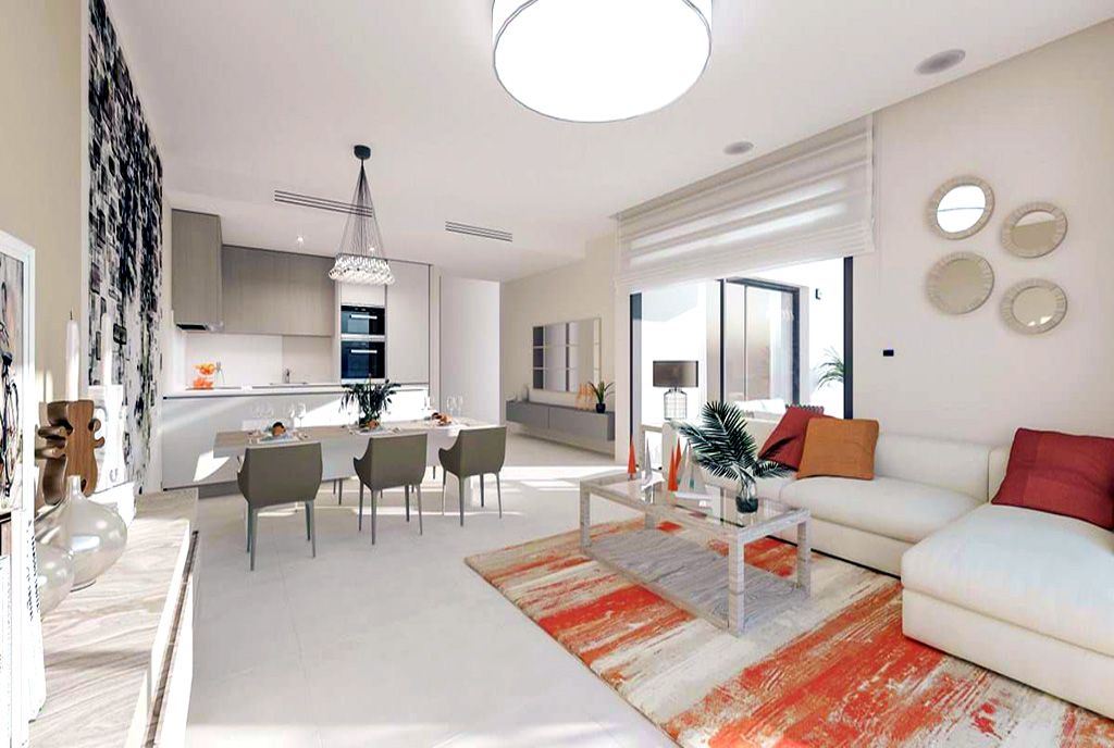 słoneczny salon w ekskluzywnym apartamencie do sprzedaży Hiszpania (El Paraiso)