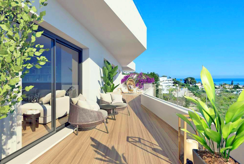 imponujących rozmiarów taras przy ekskluzywnym apartamencie na sprzedaż Hiszpania (Estepona)