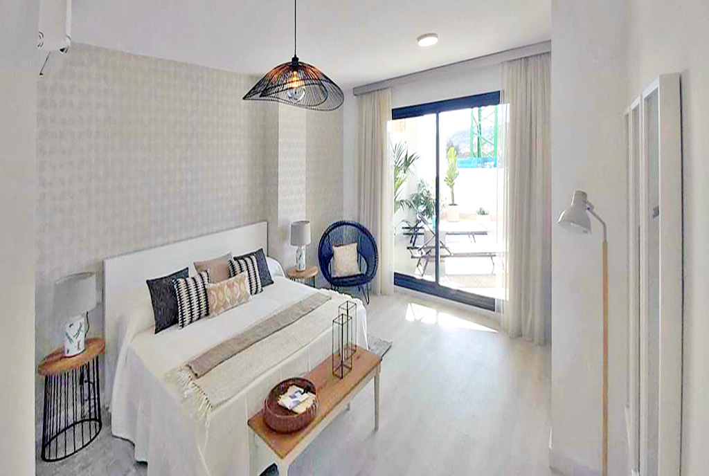 zaciszna sypialnia w ekskluzywnym apartamencie na sprzedaż Hiszpania (Mijas)
