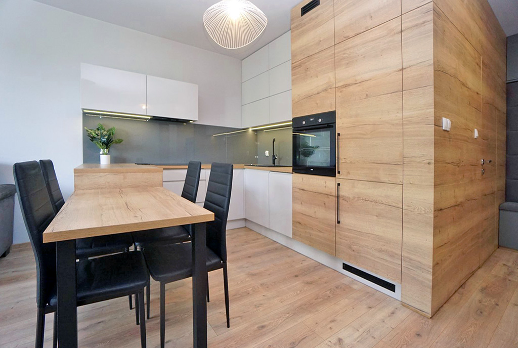zabudowana kuchnia w luksusowym apartamencie do wynajmu Piotrków Trybunalski