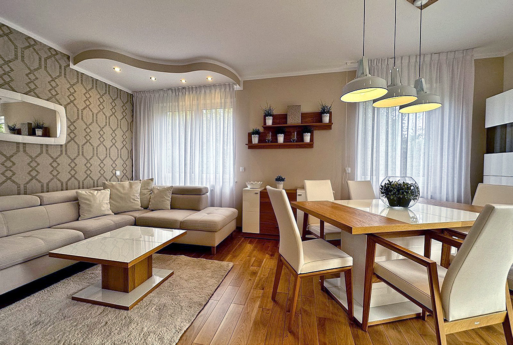 zbliżenie na salon w ekskluzywnym apartamencie na wynajem Słupsk