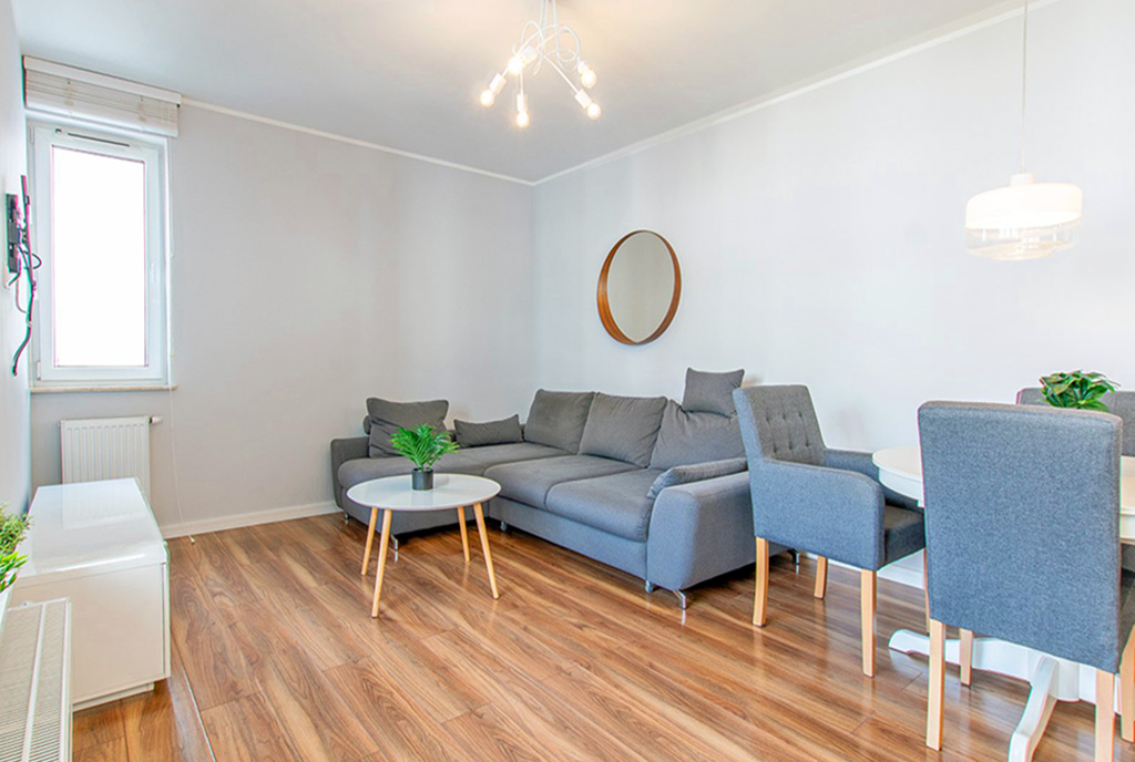 pokój dzienny w luksusowym apartamencie do wynajmu Poznań