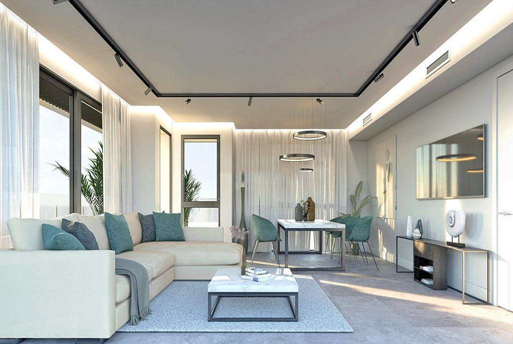 elegancki salon w ekskluzywnym apartamencie do sprzedaży Hiszpania (Calahonda)