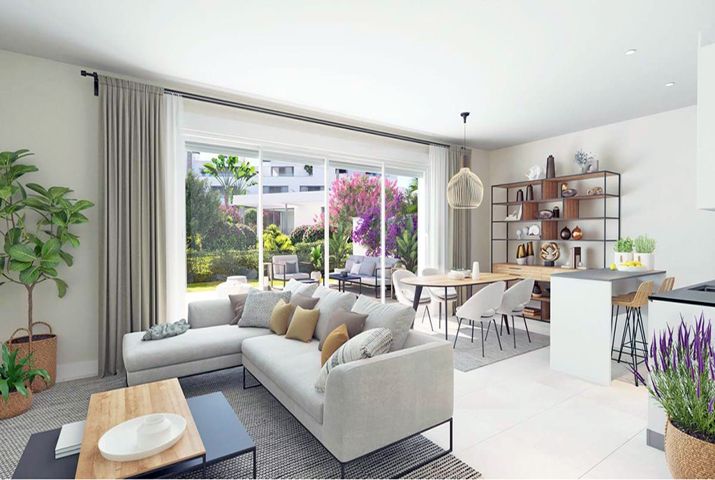 druga strona salonu w luksusowym apartamencie na sprzedaż Hiszpania (Estepona)