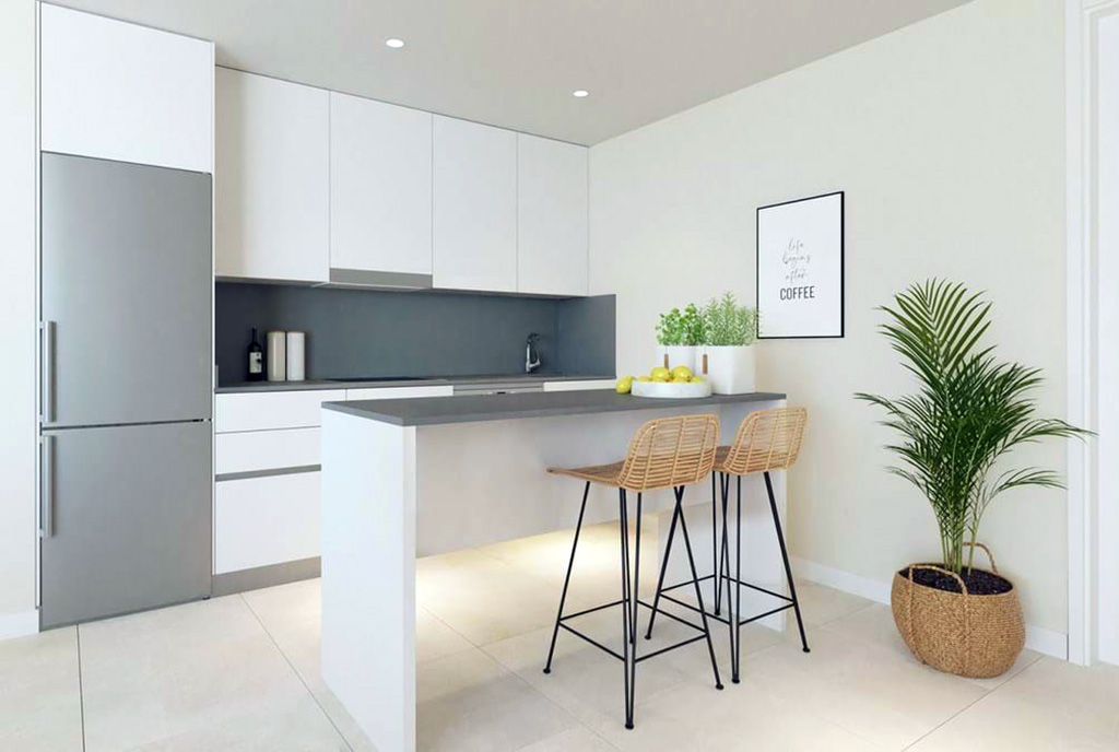 jadalnia oraz kuchnia w luksusowym apartamencie do sprzedaży Hiszpania (Estepona)