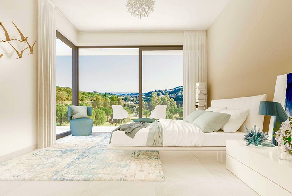 elegancka sypialnia w ekskluzywnym apartamencie na sprzedaż Hiszpania (La Cala Golf)