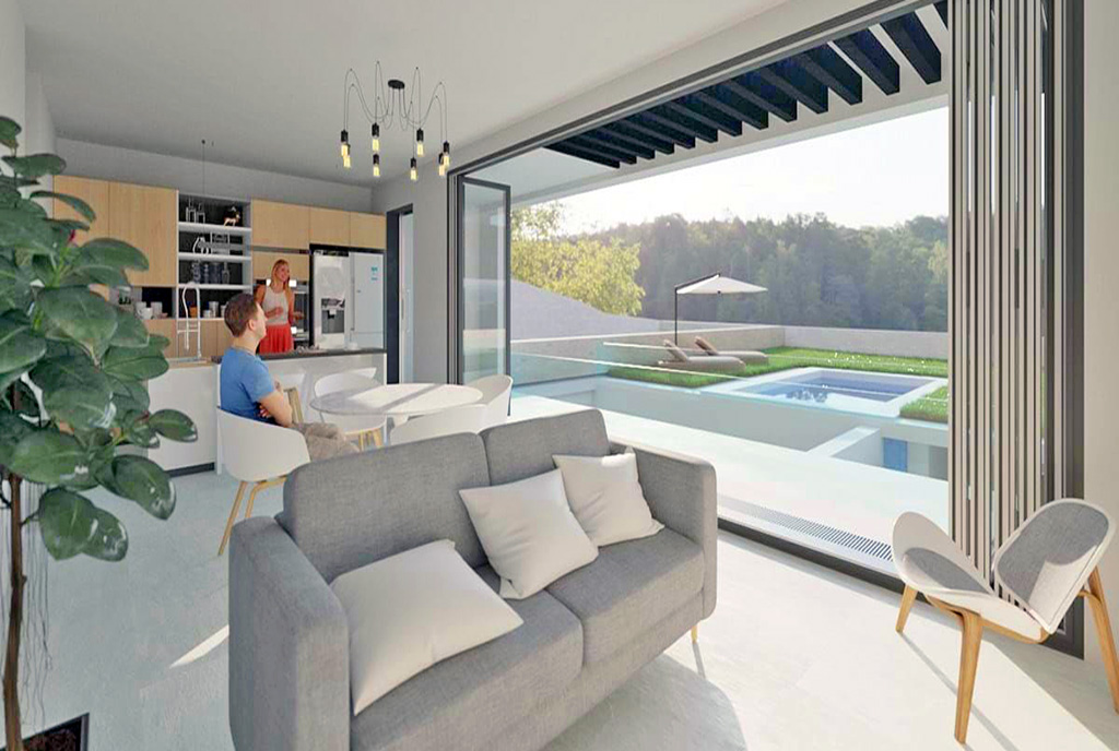 słoneczny taras i salon w ekskluzywnej willi do sprzedaży Hiszpania (Fuengirola)