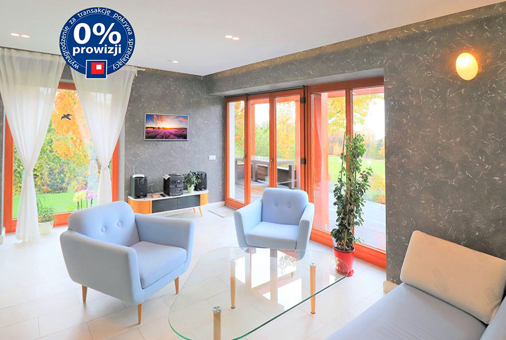 nowoczesny pokój dzienny w ekskluzywnej willi do sprzedaży Ustroń