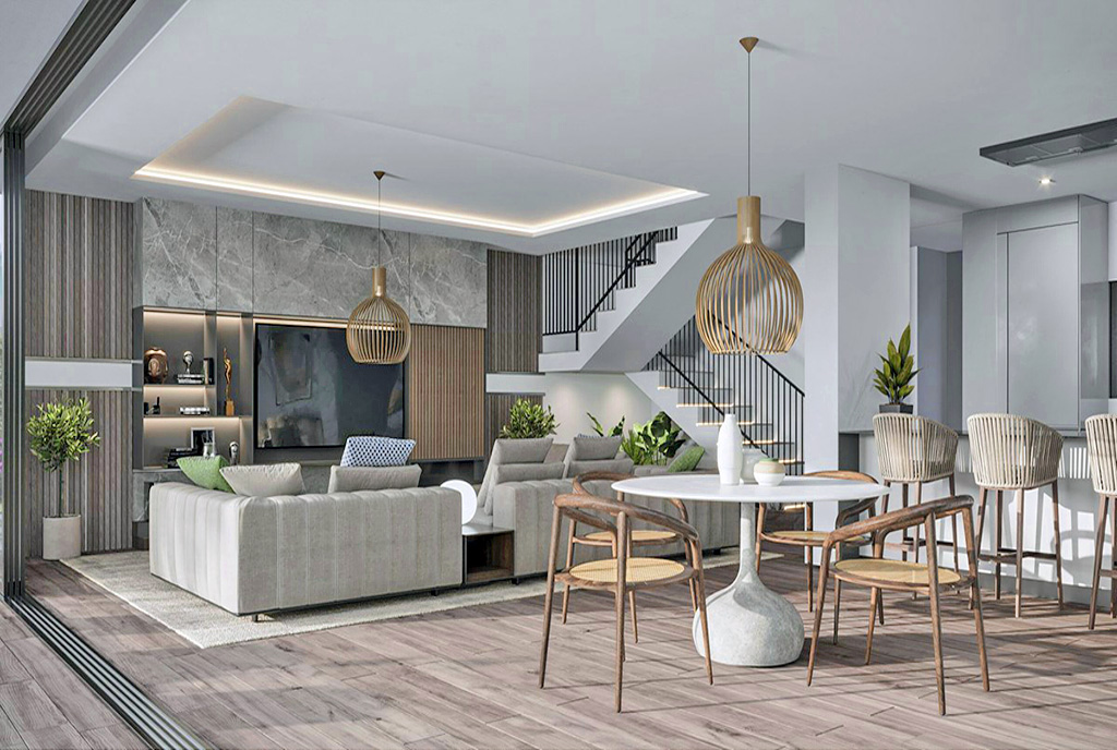 nowoczesny salon w ekskluzywnej willi do sprzedaży Hiszpania (Estepona)