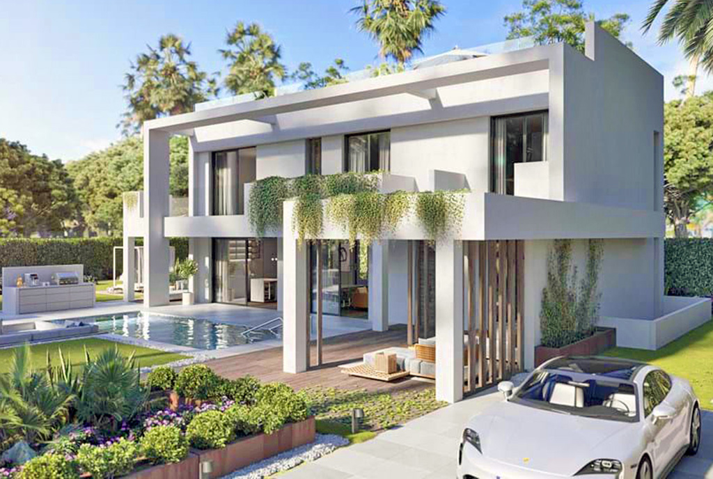 fantastyczny basen przed luksusową willą na sprzedaż Hiszpania (Manilva)