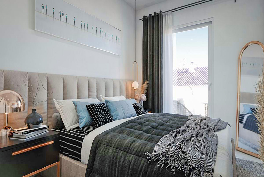 widok na sypialnię w ekskluzywnym apartamencie do sprzedazy Hiszpania (Benalmadena)