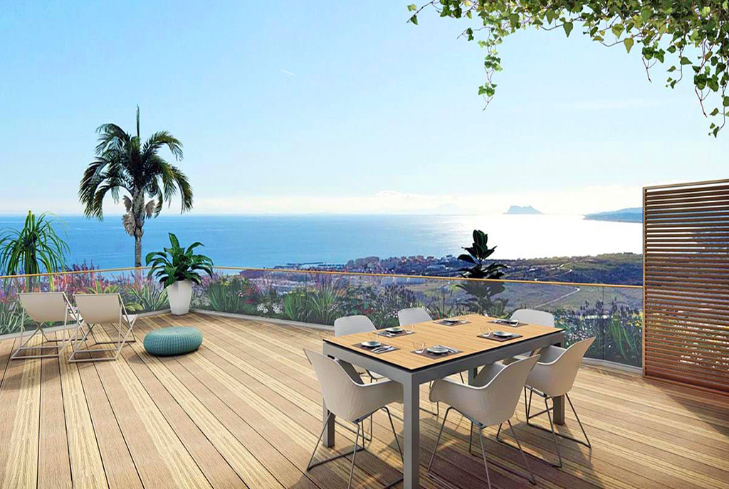 imponujących rozmiarów taras przy luksusowym apartamencie na sprzedaż Hiszpania (Estepona)