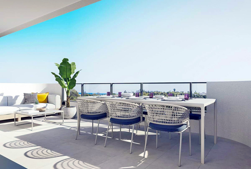 widokowy taras przy ekskluzywnym apartamencie na sprzedaż Hiszpania (Estepona)