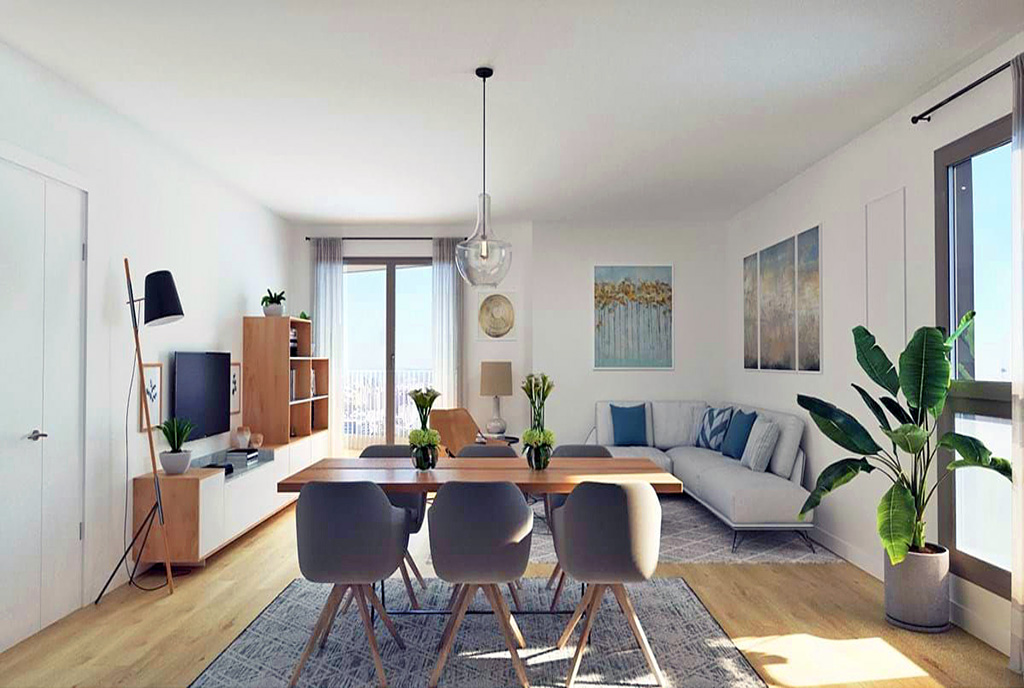 słoneczny pokój dzienny w luksusowym apartamencie na sprzedaż Hiszpania (Malaga)