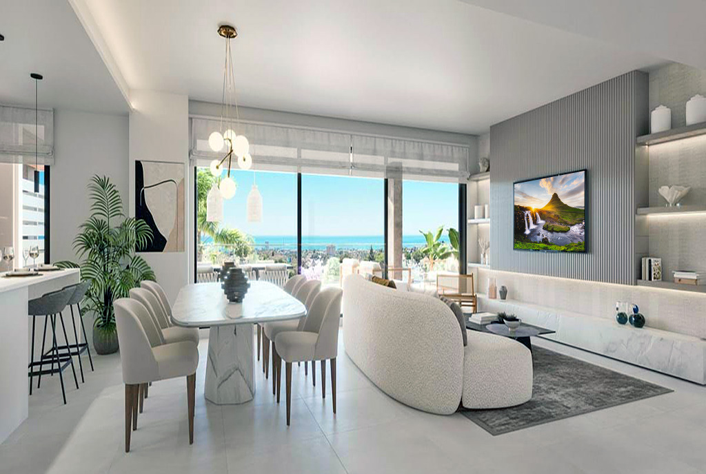 pokój dzienny w ekskluzywnym apartamencie na sprzedaż Hiszpania (Altos De Los Monteros)