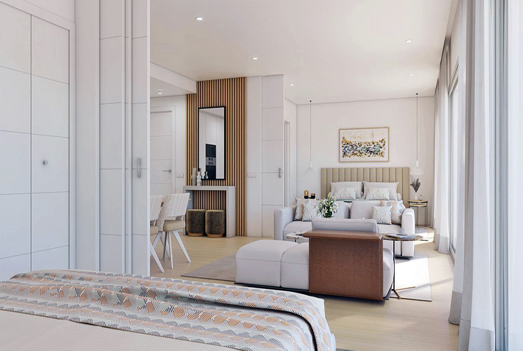 zbliżenie na salon w luksusowym apartamencie na sprzedaż Hiszpania (Casares)