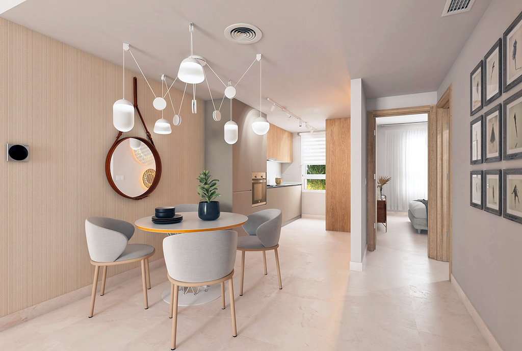 futurystyczny design pokoju w luksusowym apartamencie na sprzedaż Hiszpania (Estepona)