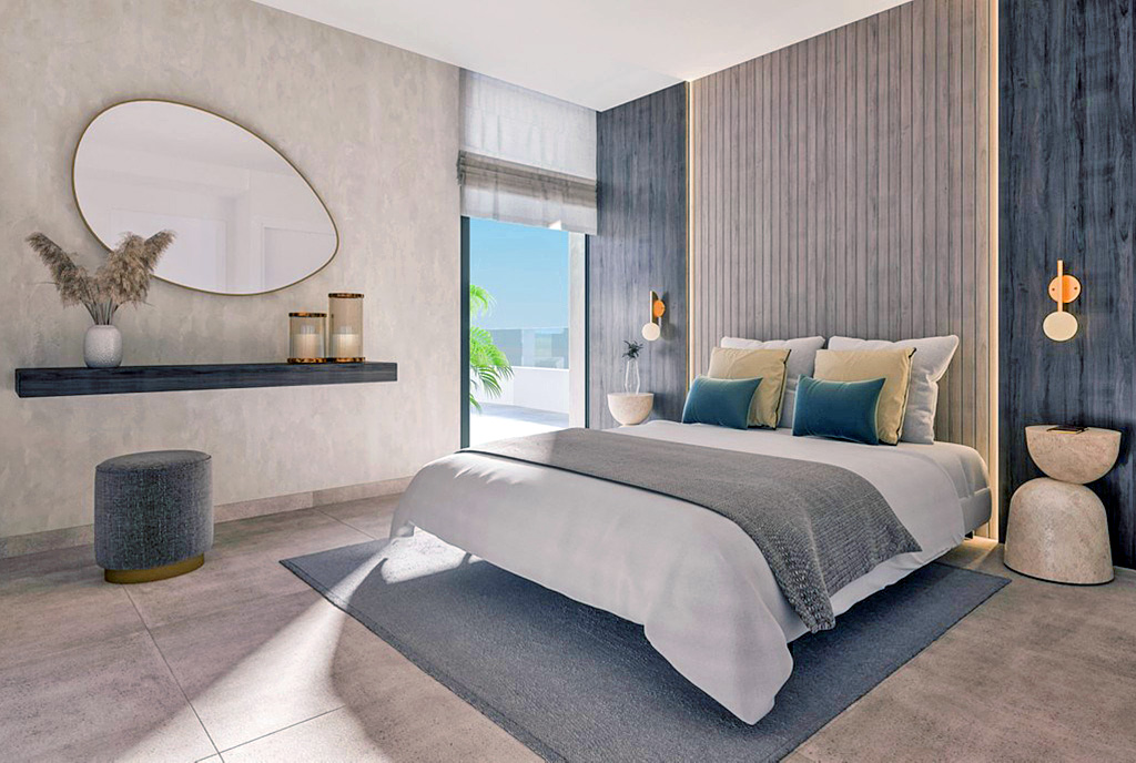 wytworna sypialnia w ekskluzywnym apartamencie na sprzedaż Hiszpania (Estepona)