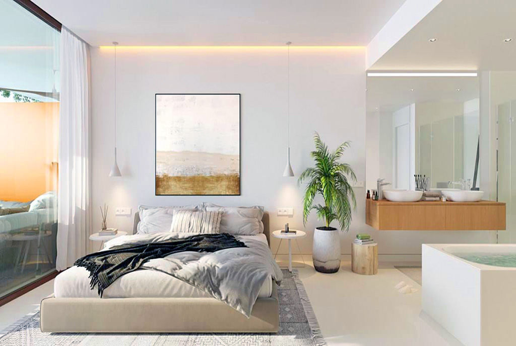 zaciszna sypialnia w luksusowym apartamencie do wynajmu Hiszpania (Fuengirola)