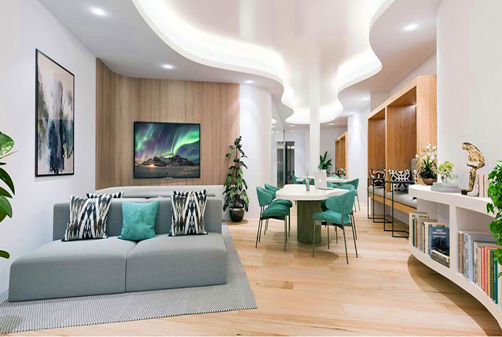 designerskie wnętrze salonu w ekskluzywnym apartamencie do sprzedaży Hiszpania (Marbella)