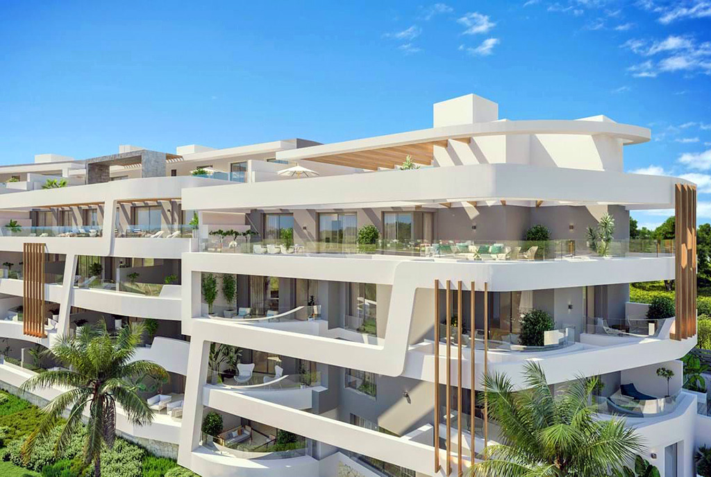 widok z lotu ptaka na osiedle, gdzie znajduje się oferowany na sprzedaż ekskluzywny apartament Hiszpania (Marbella)