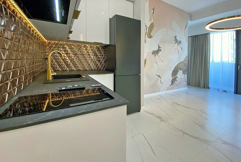 zabudowana kuchnia w luksusowym apartamencie do wynajmu Szczecin