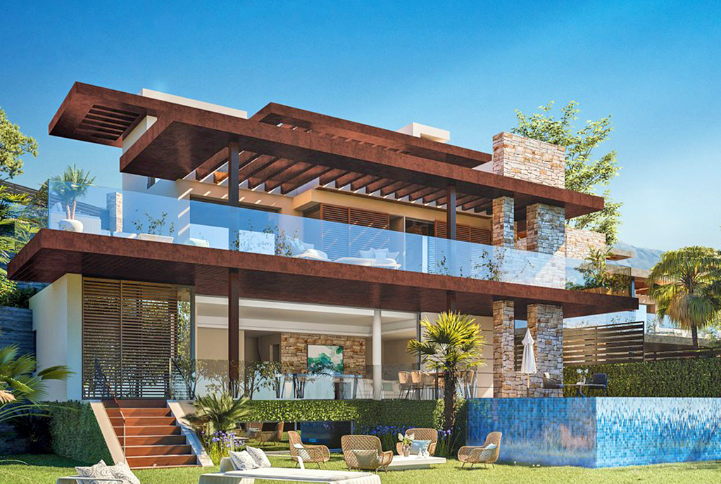 widok od strony basenu na ekskluzywną willę do sprzedaży Hiszpania (Benahavís)