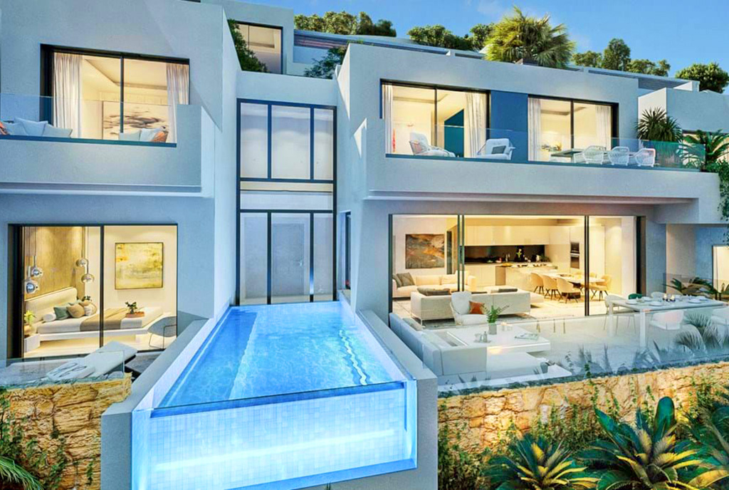 basen typu infinity przed ekskluzywną willą do sprzedaży Hiszpania (Benalmadena)