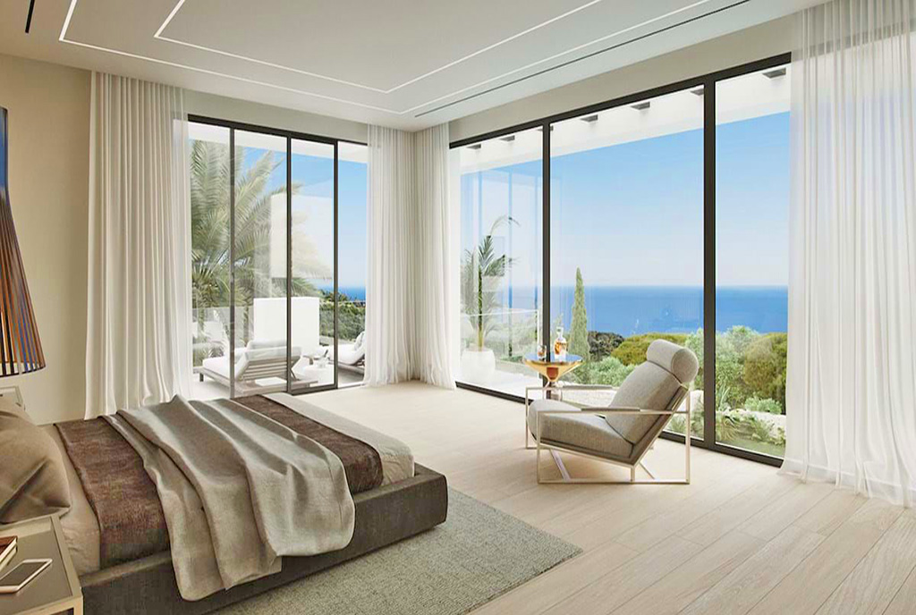 ciekawie zaprojektowana sypialnia w ekskluzywnej willi na sprzedaż Hiszpania (Marbella)