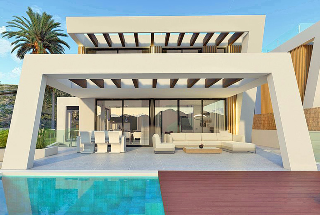 futurystyczna architektura ekskluzywnej willi do sprzedaży Hiszpania (Mijas)