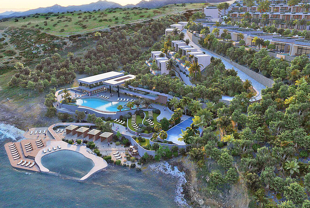 rzut z lotu ptaka na ekskluzywne osiedle, gdzie znajduje się luksusowy apartament do sprzedaży Cypr (Girne)