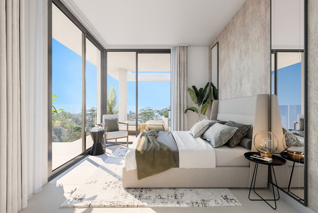 słoneczna sypialnia w luksusowym apartamencie na sprzedaż Hiszpania (Fuengirola)