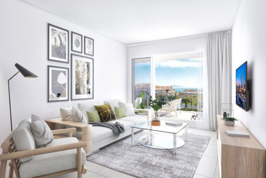 fragment salonu w ekskluzywnym apartamencie do sprzedaży Hiszpania (Manilva, Estepona)