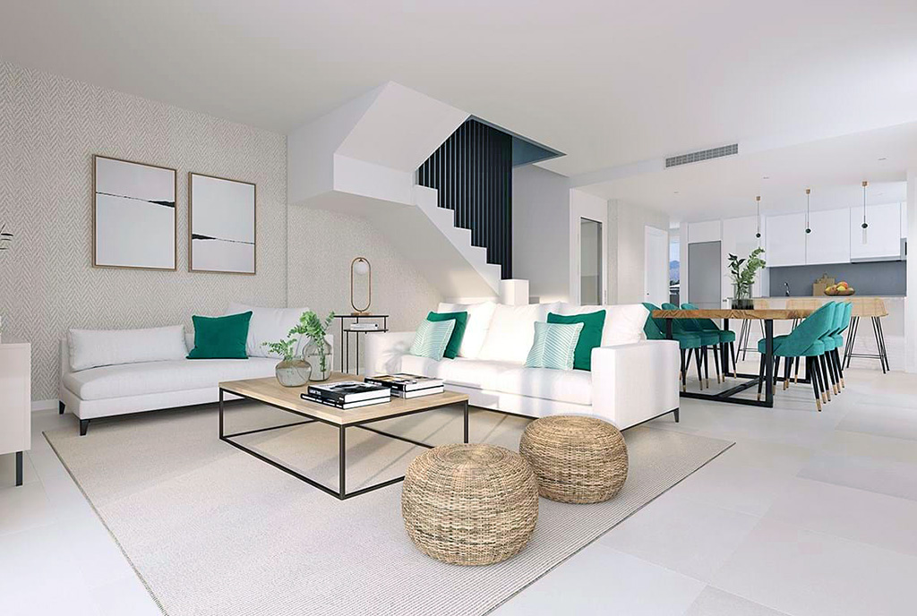 designerskie wnętrze salonu w ekskluzywnej willi do sprzedaży Hiszpania (Mijas Costa)