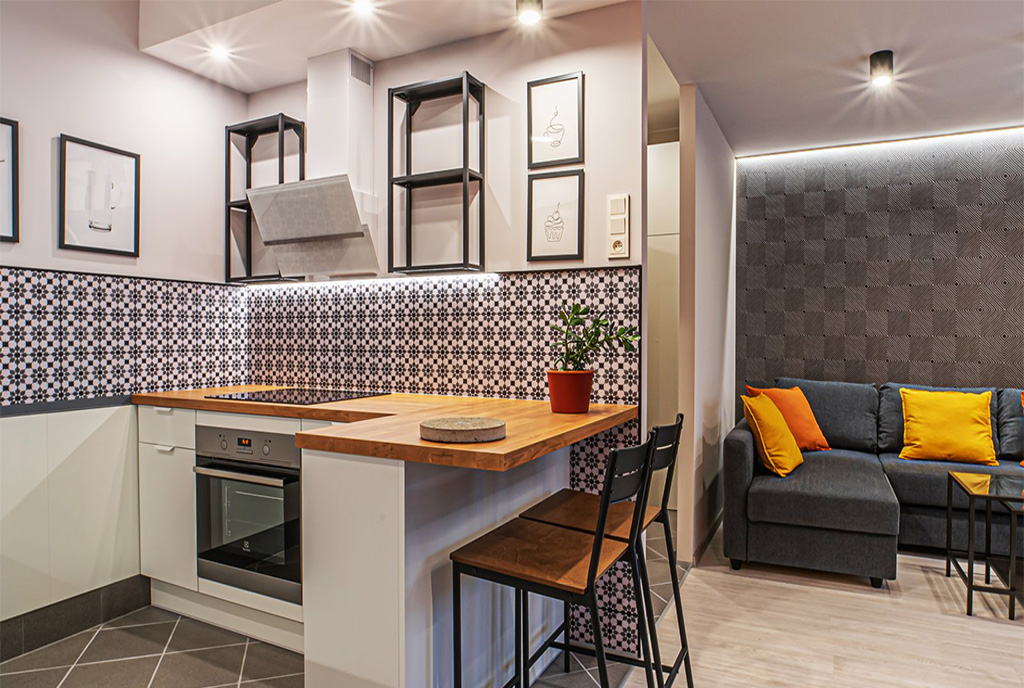 zbliżenie na kuchnię w luksusowym apartamencie do wynajmu Bolesławiec