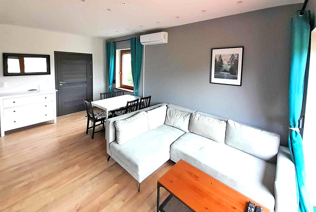 przeciwległa ściana pokoju dziennego w luksusowej willi do wynajmu Wrocław (okolice)