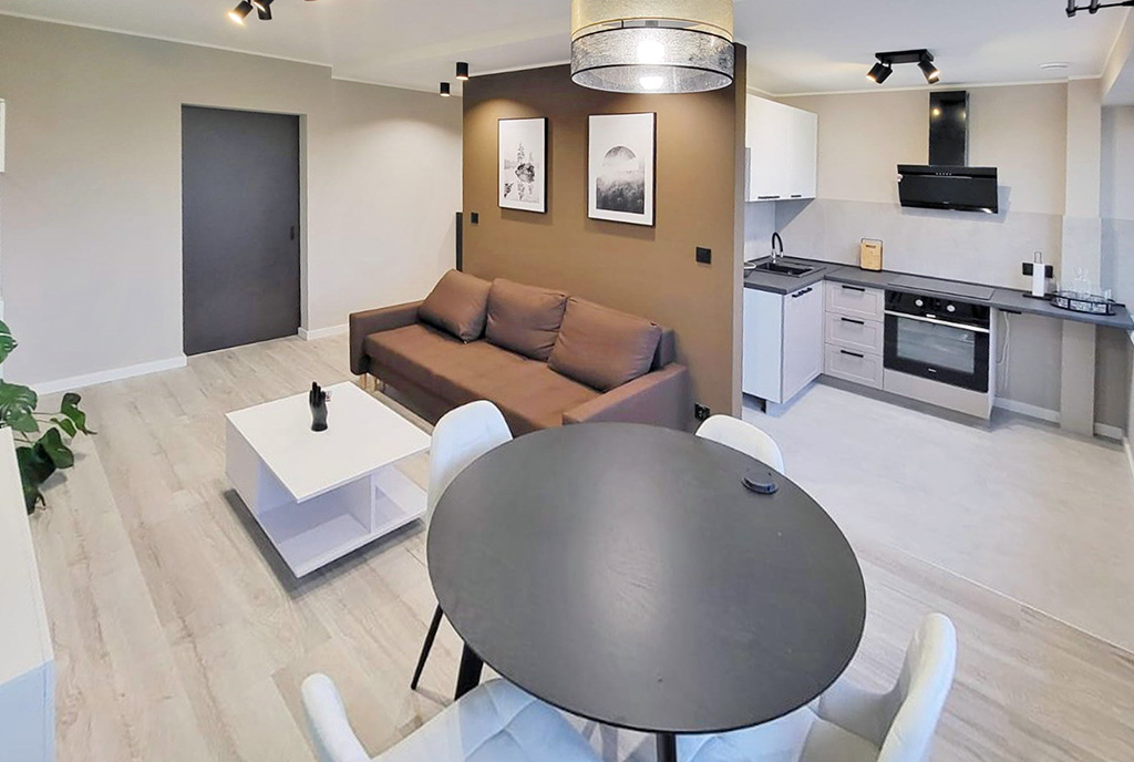 nowoczesny salon w ekskluzywnym apartamencie do sprzedaży Kalisz