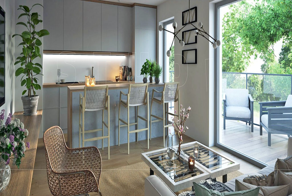 słoneczny salon w ekskluzywnym apartamencie do sprzedaży Legnica (okolice)