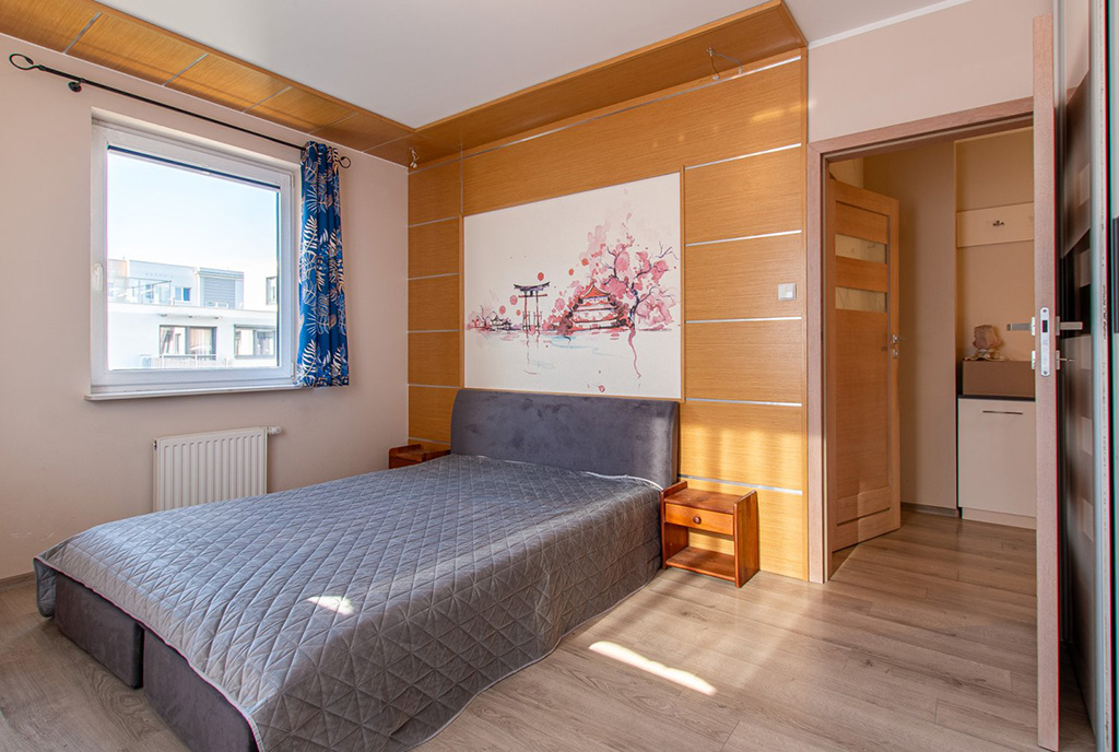 fragment sypialni w ekskluzywnym apartamencie na wynajem Poznań