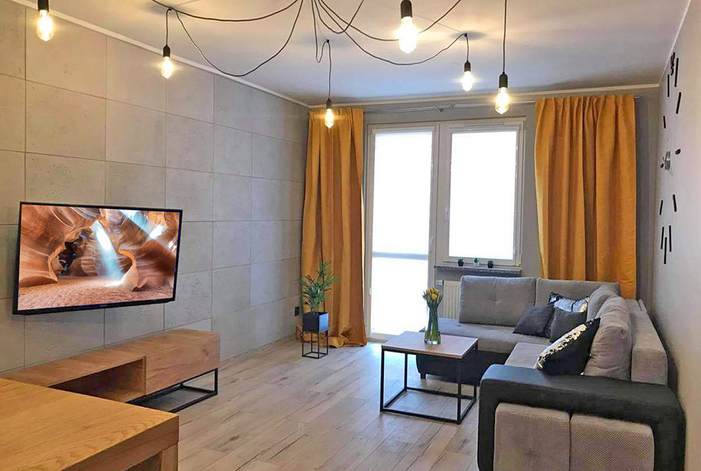 elegancki pokój dzienny w ekskluzywnym apartamencie do wynajęcia Ustroń