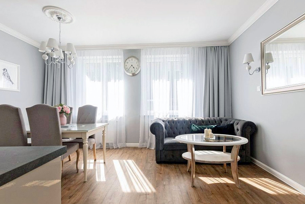 elegancki pokój dzienny w ekskluzywnym apartamencie do sprzedaży Gdańsk