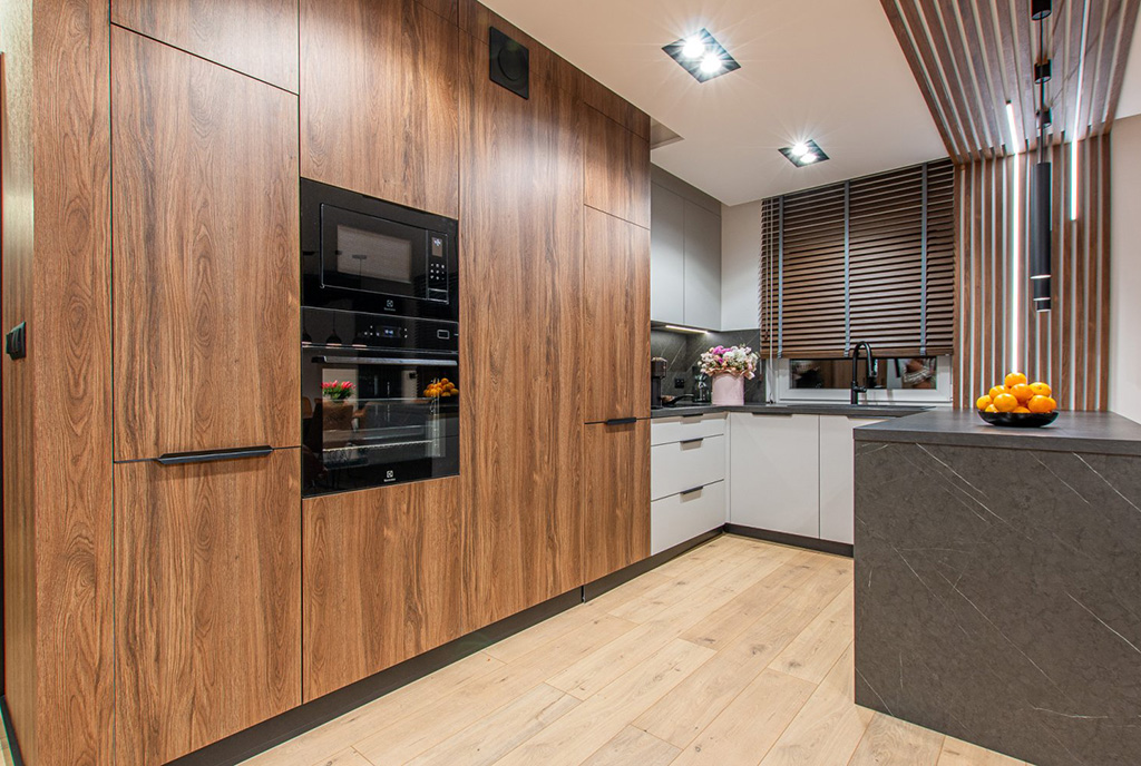 fragment kuchni w luksusowym apartamencie na wynajem Poznań