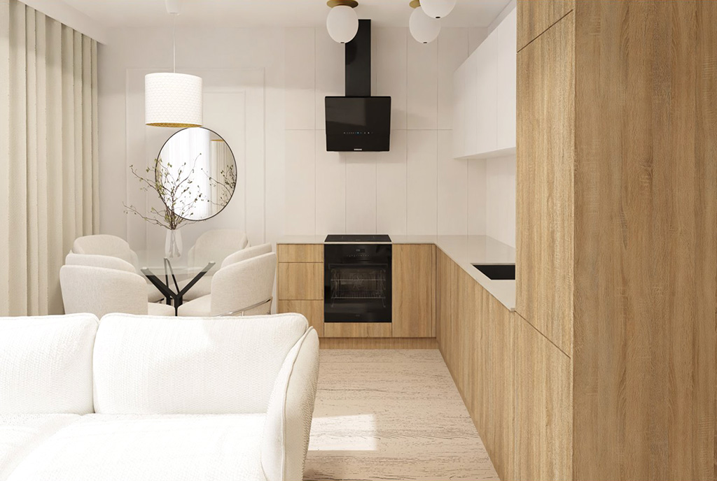 imponujący aneks kuchenny w luksusowym apartamencie na sprzedaż Elbląg