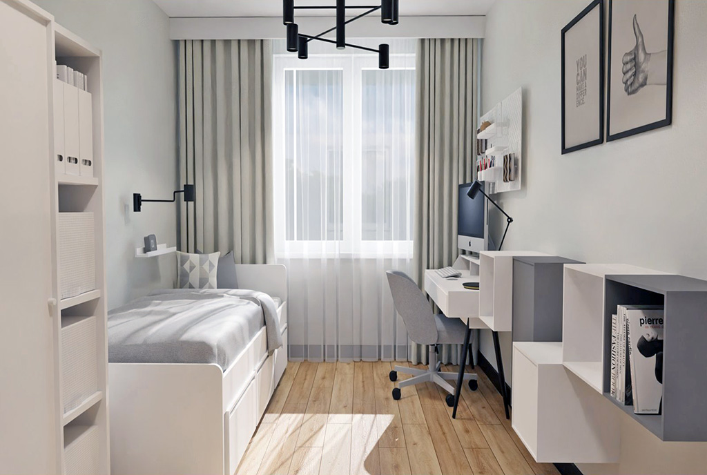 jeden z komfortowych pokoi w ekskluzywnym apartamencie na sprzedaż Elbląg