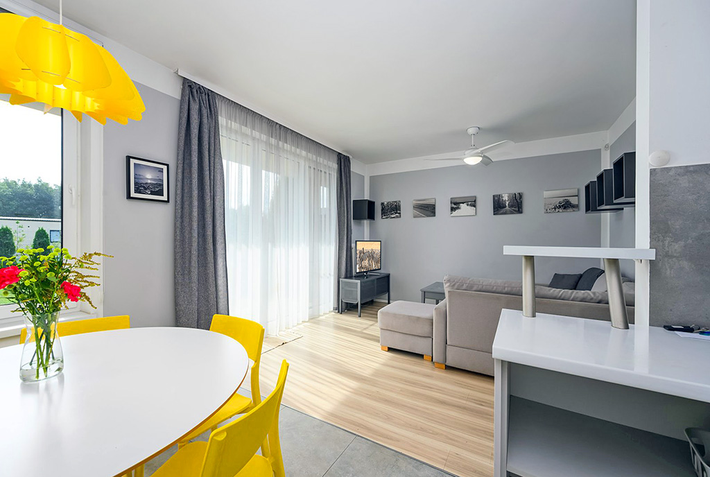 nowoczesny salon w ekskluzywnym apartamencie do sprzedaży Gdańsk