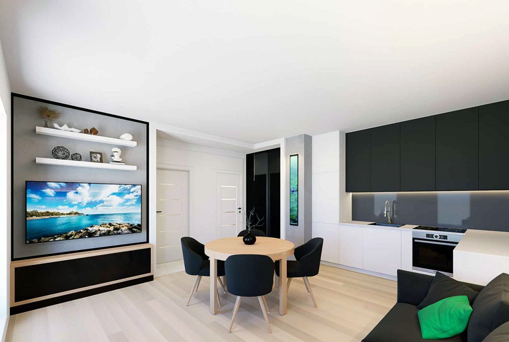 futurystyczny salon w ekskluzywnym apartamencie do sprzedaży Kalisz