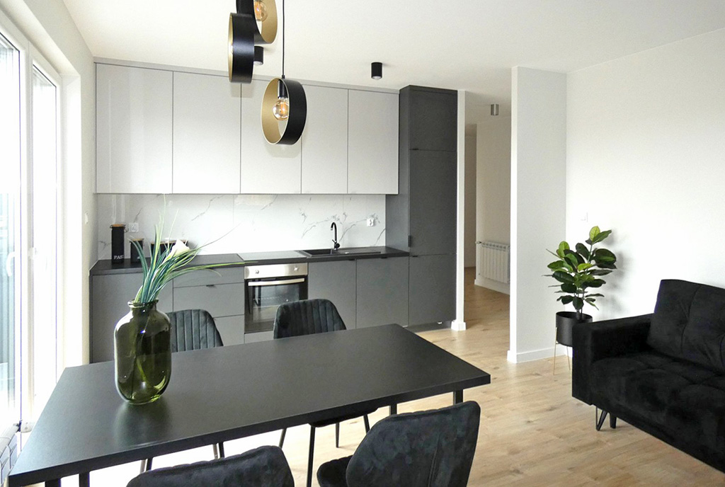 zbliżenie na aneks kuchenny w luksusowym apartamencie na sprzedaż Ostrów Wielkopolski